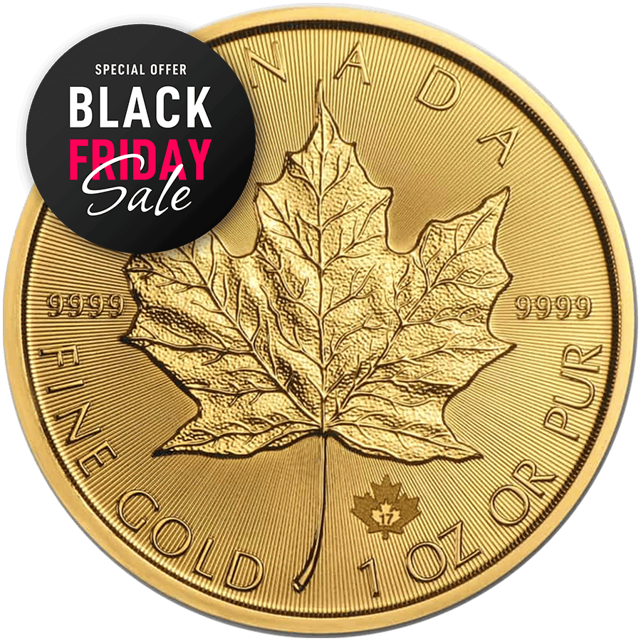 gold canadian maple leaf 1 oz - black friday badge